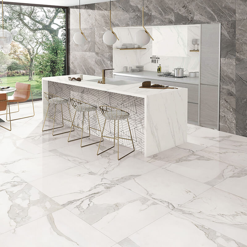 Honed White Carrara  Marble  Tile  12x24 Porcelain Tile  1 