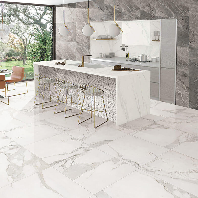 Honed White Carrara Marble Tile 12x24 Porcelain Tile 1 | Boli Ceramics
