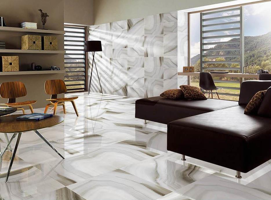 600 x 600mm Agate Grey Look Ceramic Marble Tile for Floor